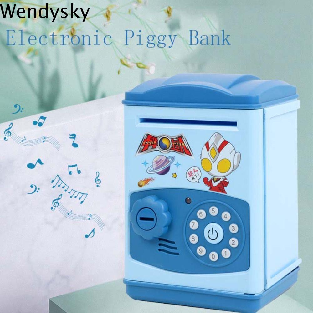 WENDYSKY Hộp đựng tiền Heo đất điện tử Hộp đựng Khóa mật khẩu Hộp An toàn ngân hàng điện tử Hộp tiết kiệm ATM An toàn Hộp đựng tiền trẻ em Trang trí nhà cửa