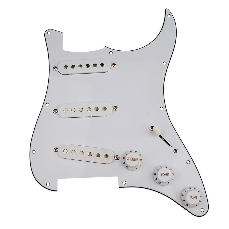 Trắng Guitar Điện Essories bảng mạch 3 cuộn dây đơn Nạp Prewired Pickguard SSS Đồng Bằng Cho Strat Stratocaster Bộ Phận