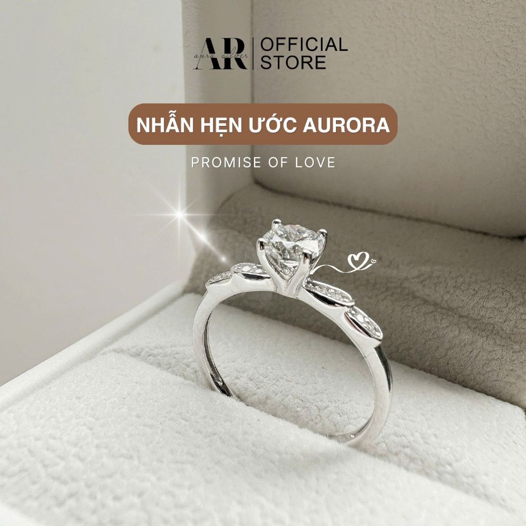 Nhẫn hẹn ước bạc Ý xi vàng trắng nhẫn cầu hôn bạn gái promise ring bạc 925 Aurora-AURA SILVER-N29