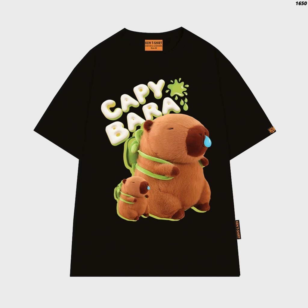 New Áo thun Capybara HY KOREA in hình Capybara Balo Rùa 1650 tay lỡ cotton 75 form rộng dễ thương S-