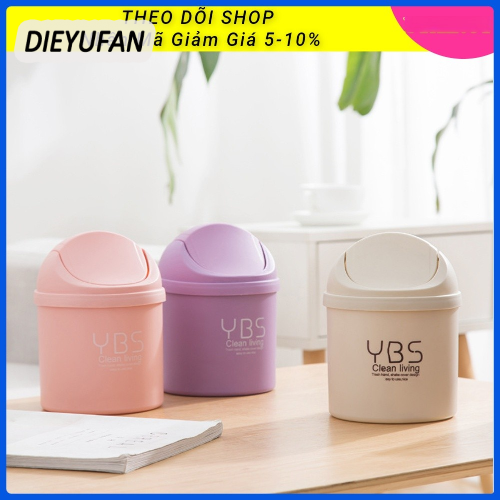 ถังขยะตั้งโต๊ะขนาดเล็กพร้อมวัสดุ PP ดีไซน์ฝาปิดผนึกขนาดกะทัดรัดเหมาะสำหรับใช้ในครัว ราคา 25 บาท*ส่งฟรี