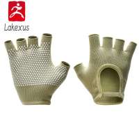 本地Lakexus 1Pair Womens Half-Finger Bare Back Yoga Gloves Non-Slip Breathable Fitness Cycling Pilates Cotton Gloves