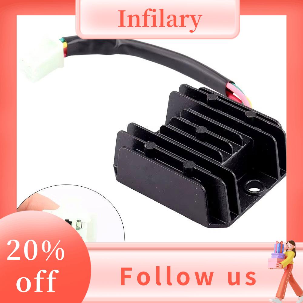 INFILARY 1Pcs 4 chân Bộ điều chỉnh chỉnh lưu Nhôm 4 dây Phụ kiện xe máy tay ga 12V Bộ điều chỉnh sóng đầy đủ Dành cho xe máy Gy6 125 150CC và ATV