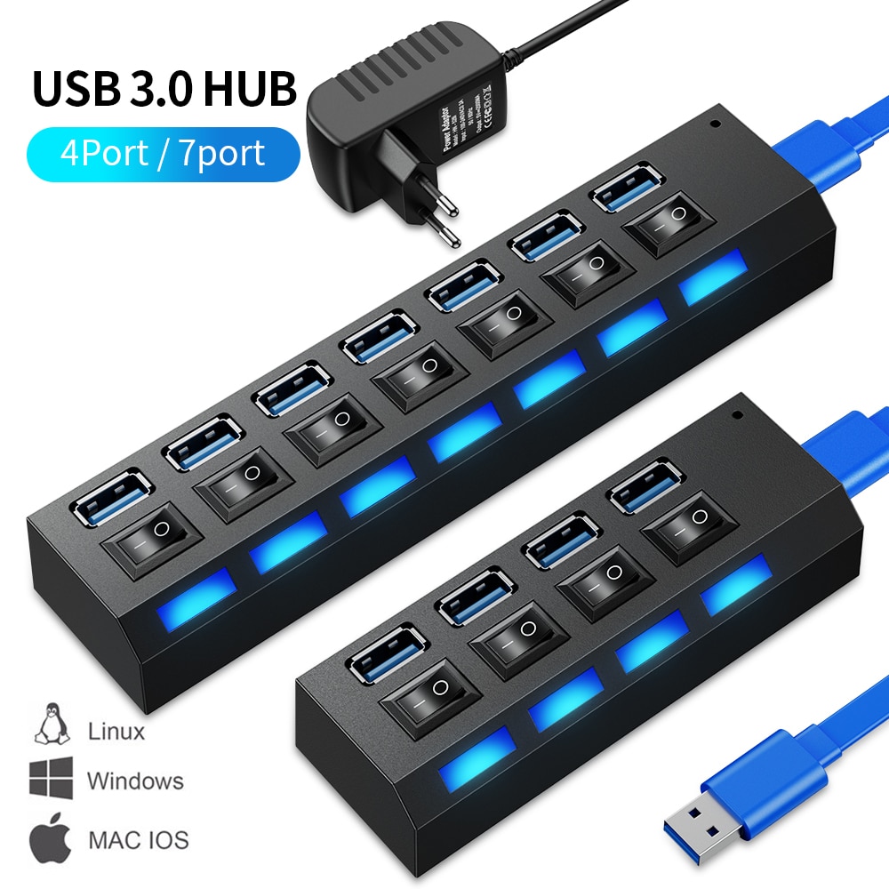 Hub USB 3 0 hub USB 3.0 Adapter đa cổng sử dụng bộ chuyển đổi điện extensor USB 2.0 Máy tính để bàn phụ kiện chuyển đổi USB cho máy tính xách tay