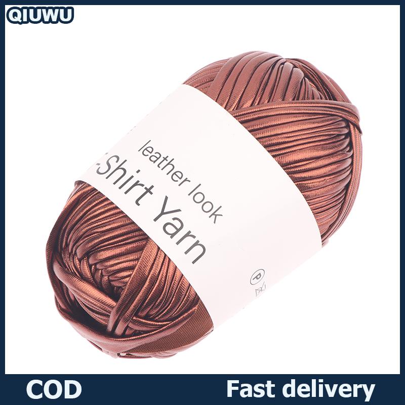 QIUWU 40M Roll Imitation Leather Shiny Crochet Yarn Fabric Cloth Knitting Yarn DIY Hand Knitting Yarn Ball For Bag Blanket Cushion