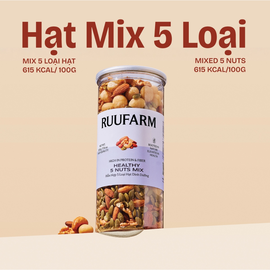 Hạt dinh dưỡng mix 5 loại hạt Ruufarm hộp 500g