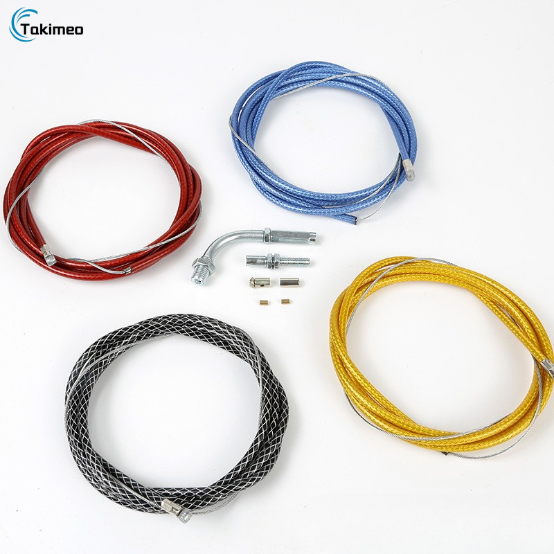 Takimeo Độ Xe Máy 90 ° Dây cáp có thể điều chỉnh M10 đầu vít Dây cáp bướm ga Cáp ly hợp 220cm nylon bện
