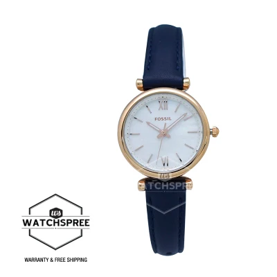[WatchSpree] Fossil Ladies' Carlie Mini Three Hand Navy Leather Watch ES4502