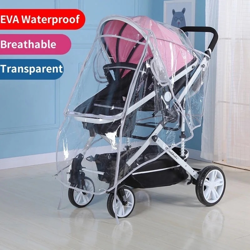 Xe đẩy thông dụng che mưa bé xe gió chắn bụi trong suốt không thấm nước thoáng khí xe đẩy ô Phụ Kiện áo mưa