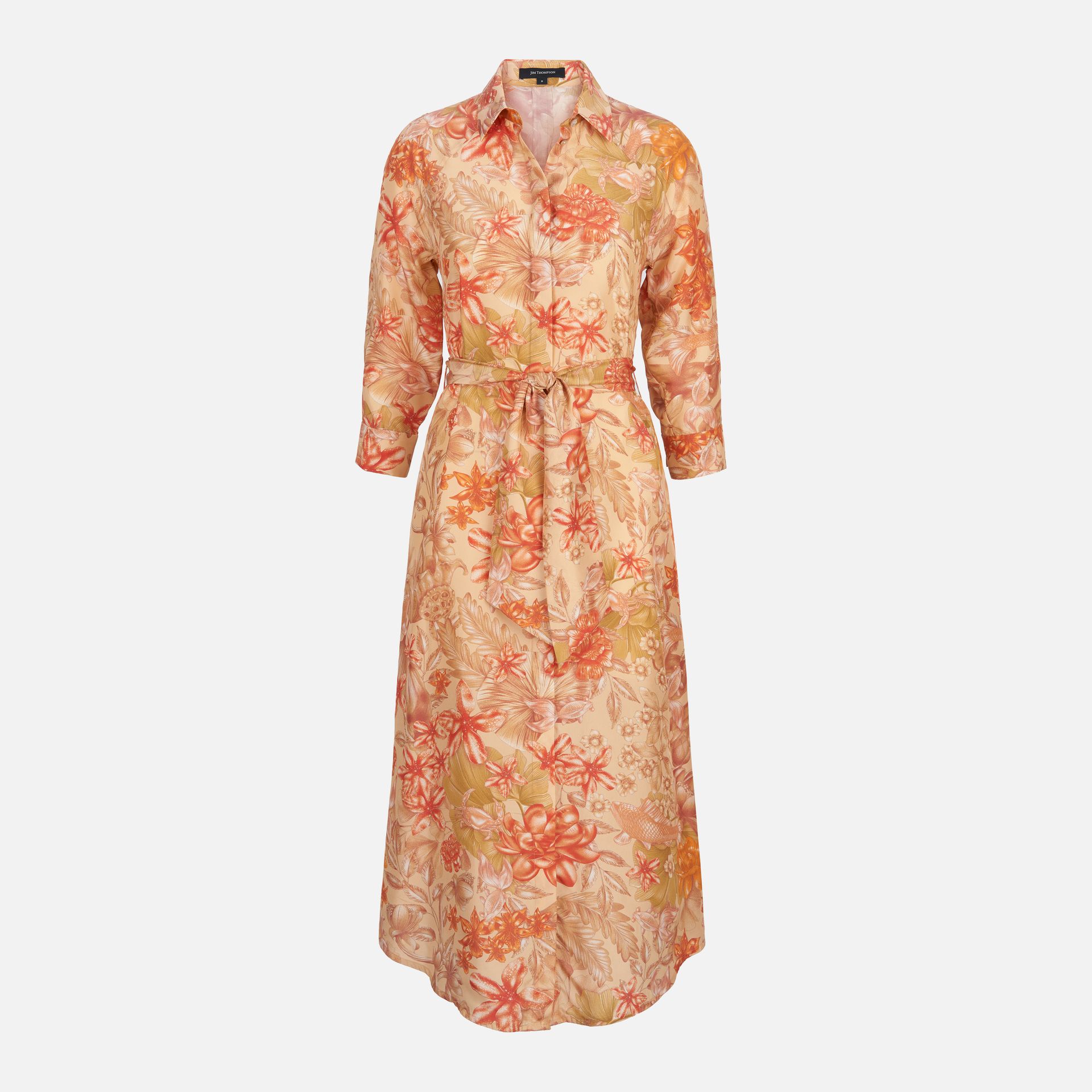House On The Klong Silk Habotai Belt Cuff Sleeve Dress - Rose Gold ราคา 13,900 บาท*ส่งฟรี