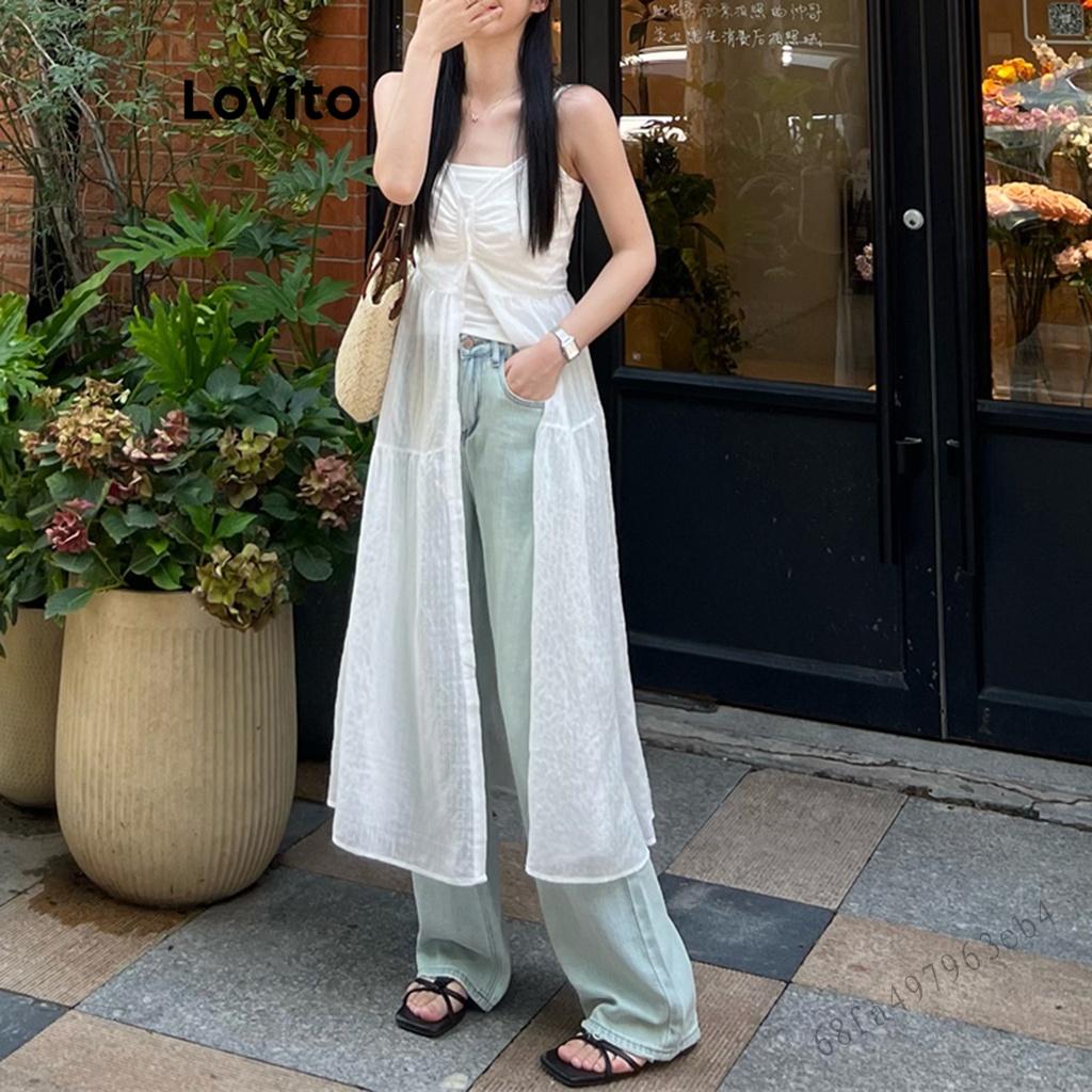 Áo ba lỗ nữ cài cúc trước - Trắng Lovito LNE21215