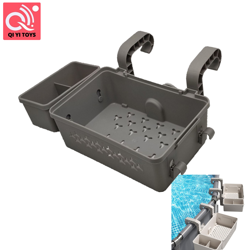 Giỏ lưu trữ bên hồ bơi cho đường ray trên cùng 3 inch hoặc nhỏ hơn, giỏ để đồ bồn nước bơi có đồ giữ cốc cho hầu hết các hồ bơi trên mặt đất
