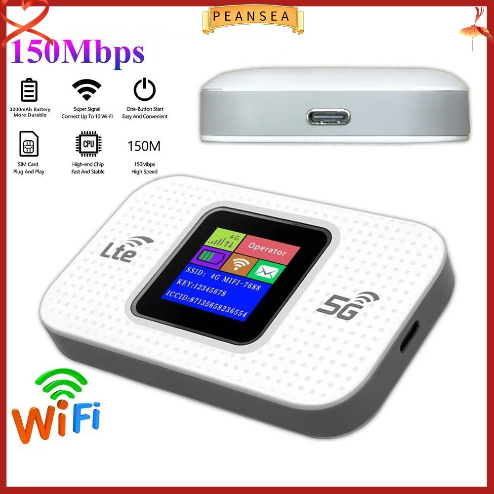PEANSEA 3000mAh Bộ định tuyến điểm phát sóng 4G LTE Thẻ SIM đa năng Mini Bộ định tuyến internet không dây Di động 150Mbps Điểm phát sóng di động bỏ túi Du lịch trực tuyến