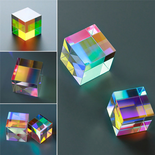 1 Khối Lập Phương Thủy Tinh Quang X-cube Lưỡng Sắc Hình Lăng Kính RGB Quà Tặng Giáo Dục