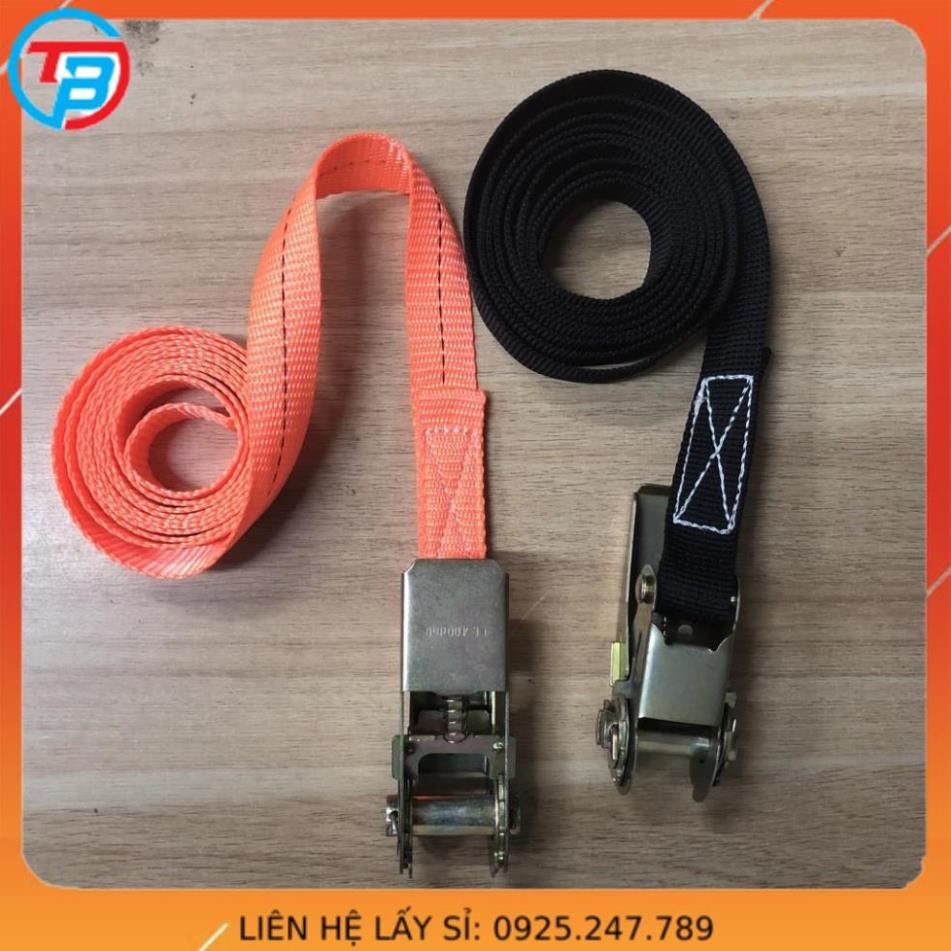 Dây cảo tăng đơ chằng hàng 2,5cm rộng, dài từ 1 tới 10m. Ràng buộc chằng hàng xe đạp xe máy, Pallet hàng hóa