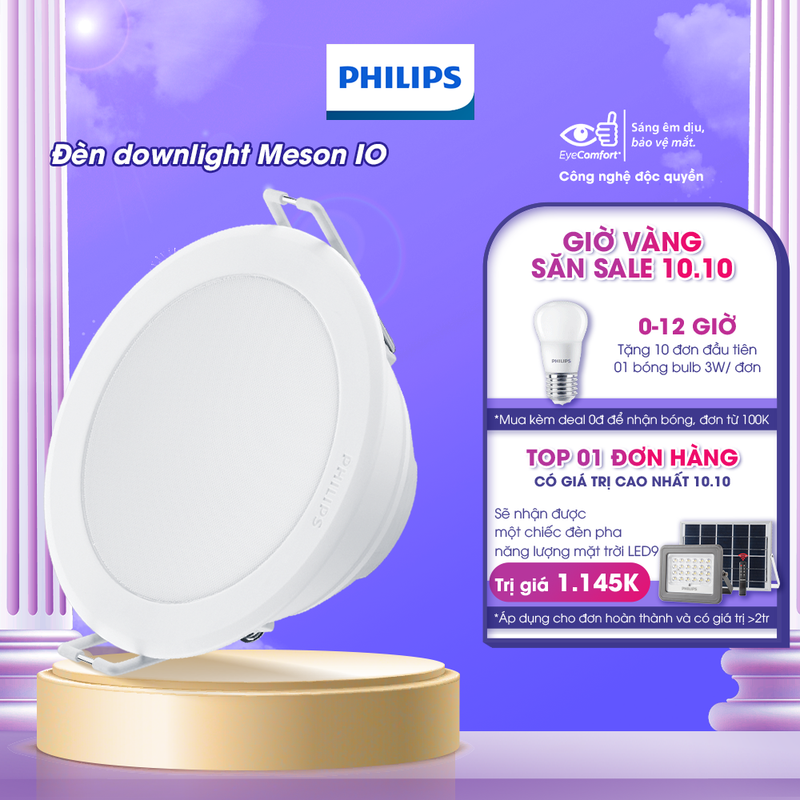 Bộ đèn âm trần Philips Meson IO tốt cho mắt (New Gen) 5W 7W 9W 13W