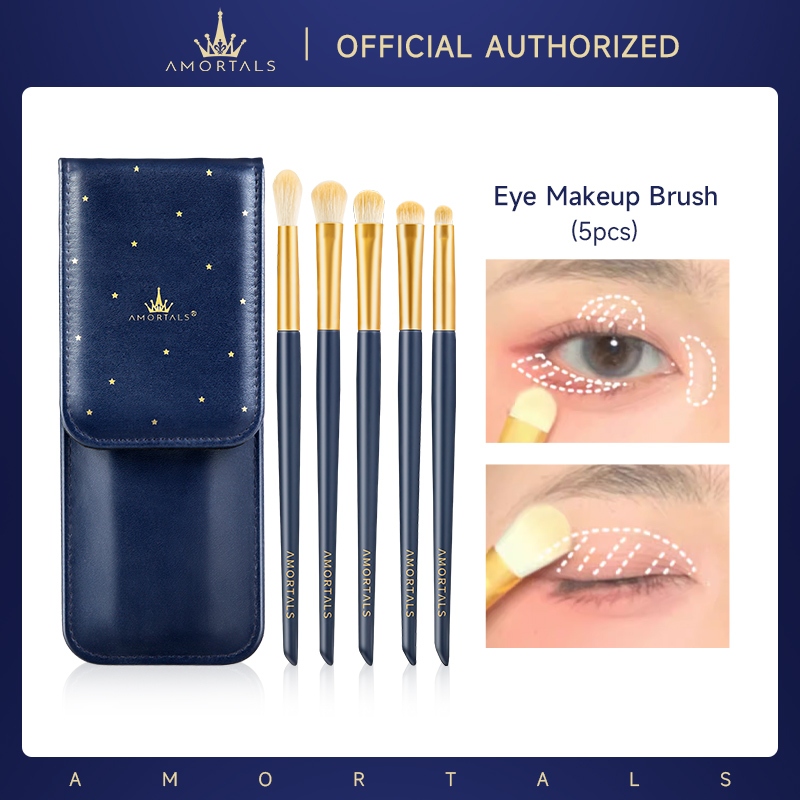 Bộ 5 Star Shine cọ phấn mắt Amortals Cọ Trang Điểm Bàn chải trang điểm mắt chất lượng cao với lông mềm (có túi trang điểm)