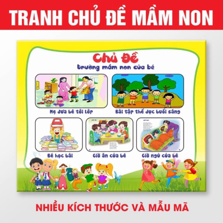 Tranh Chủ Đề Mầm Non, Góc Chủ Điểm giúp các cô trang trí thêm cho lớp học, trường Mầm non, nhà trẻ.