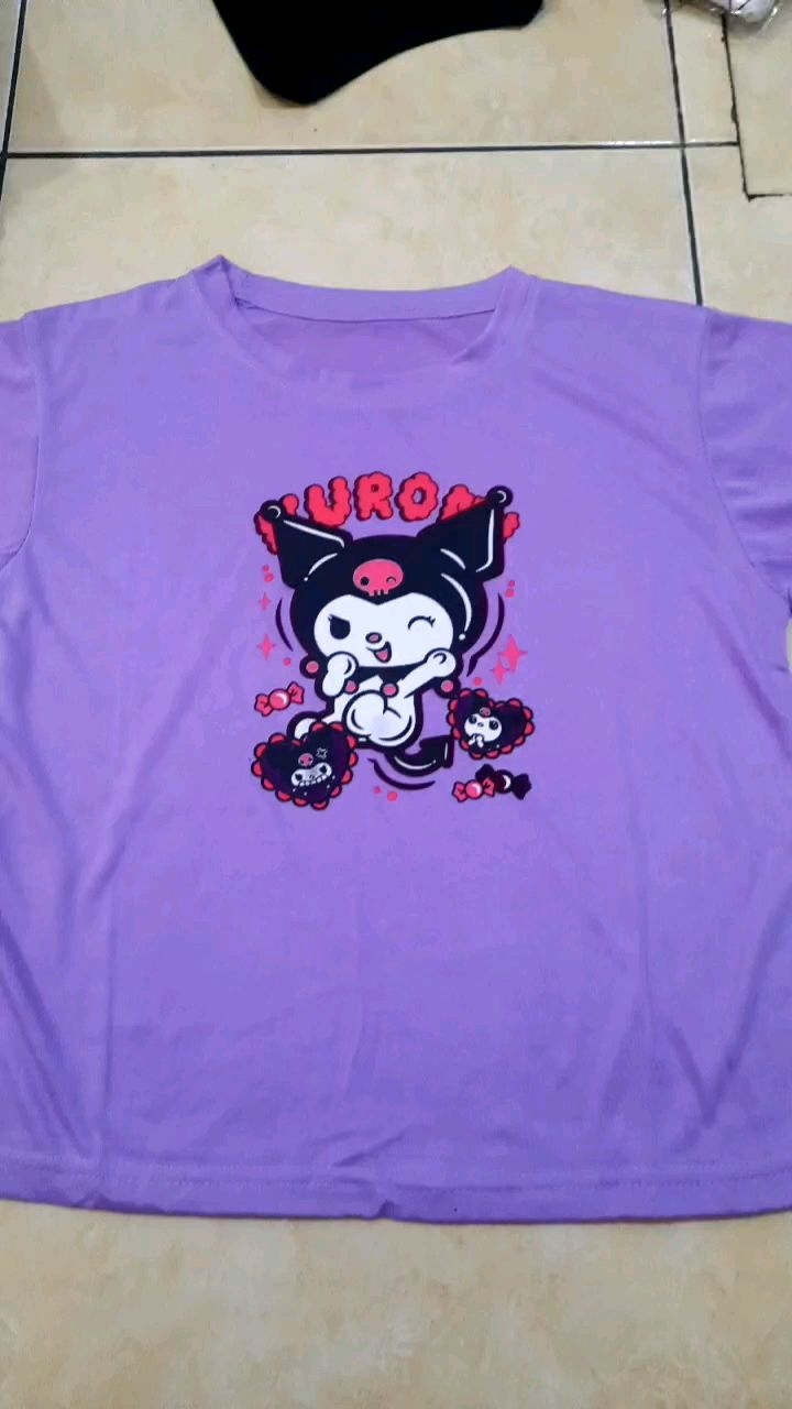Kaos santai anak cewek motif lucu kuromi design dtf buat usia 2-10 tahun