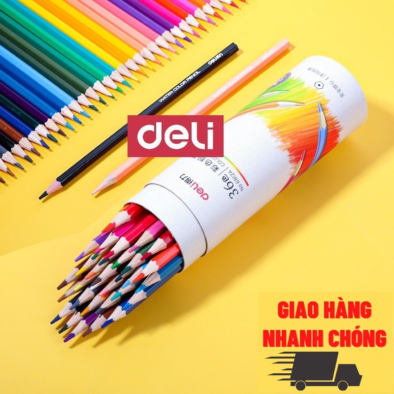 Bút chì màu dạng cốc màu sắc đẹp Deli 12 24 36 màu