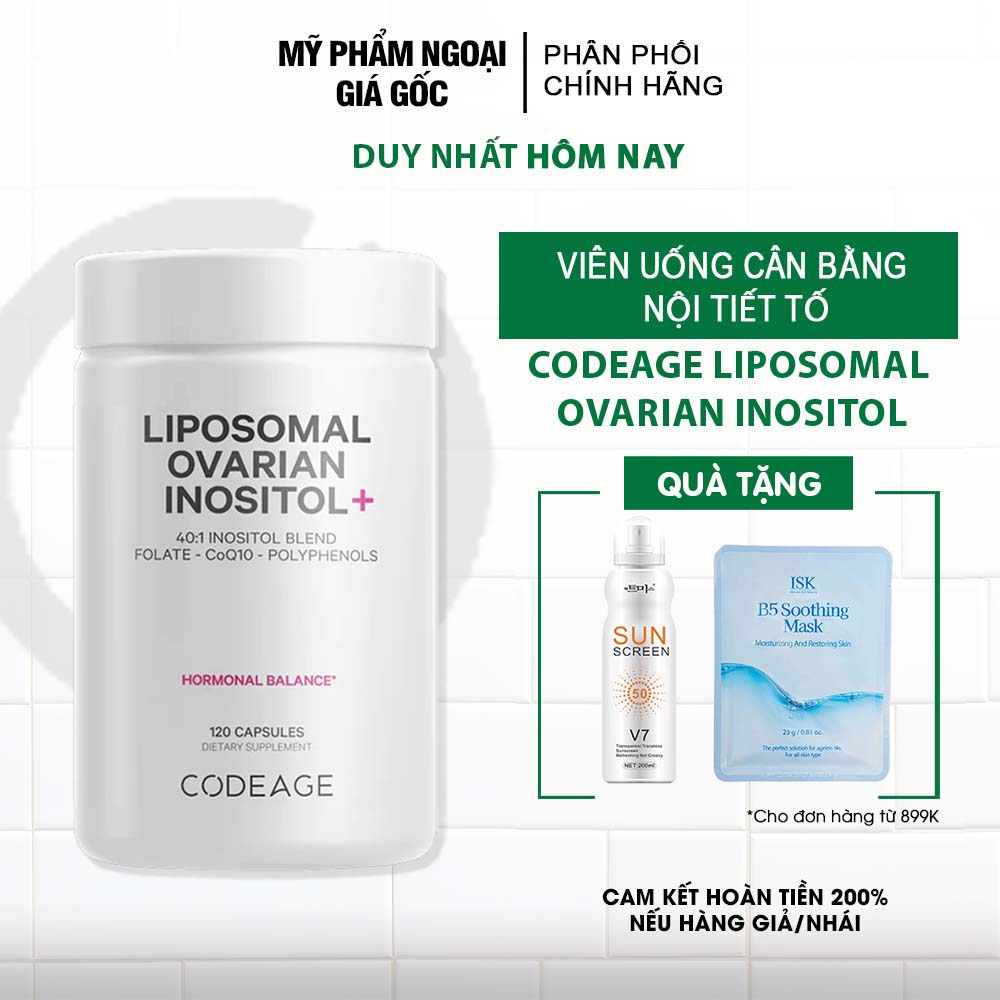 Viên uống cân bằng nội tiết tố Codeage Liposomal Ovarian Inositol 120 viên
