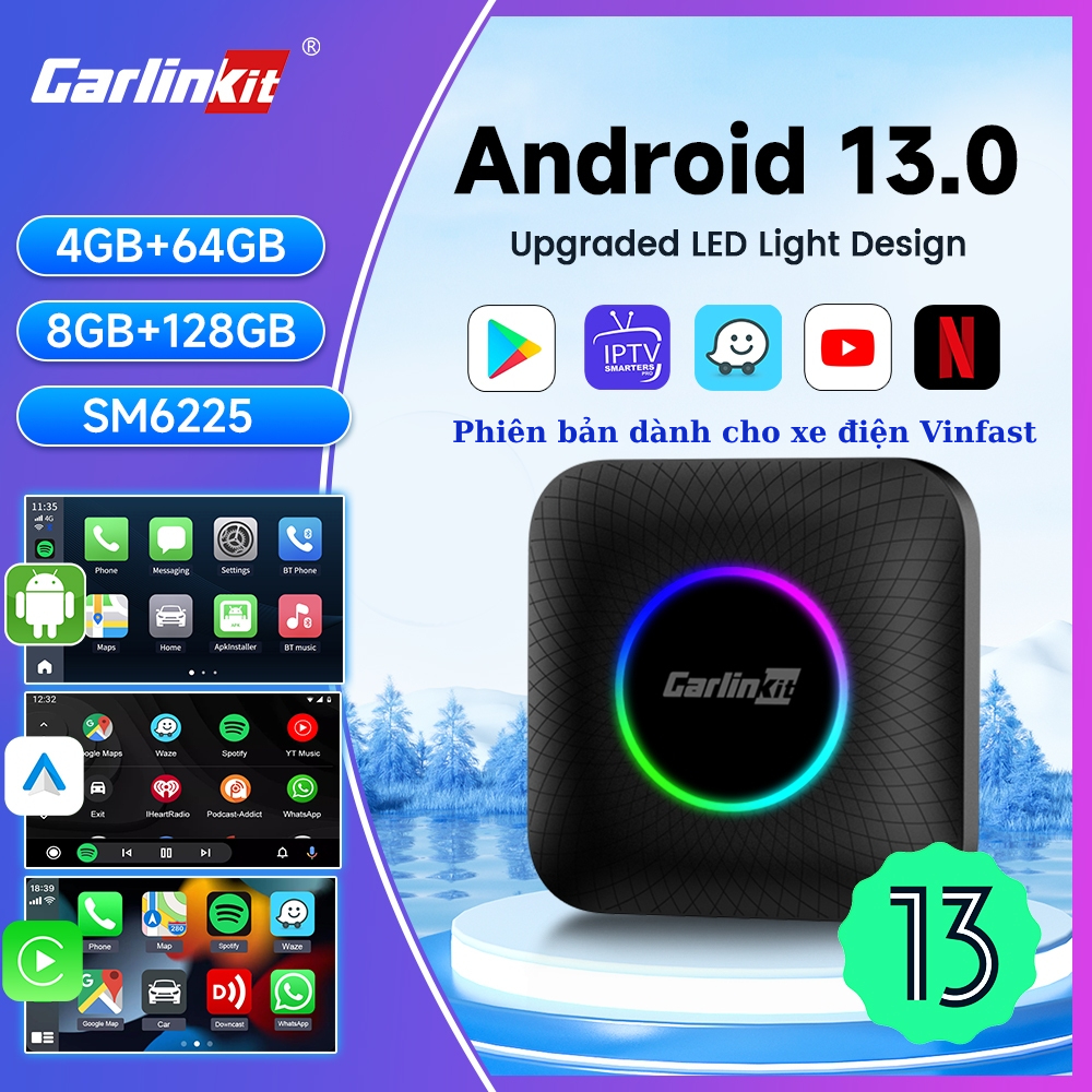 Carlinkit Tbox Ambient chip Snapdragon 680(6225) dành cho xe điện VF8, VFe34, VF9