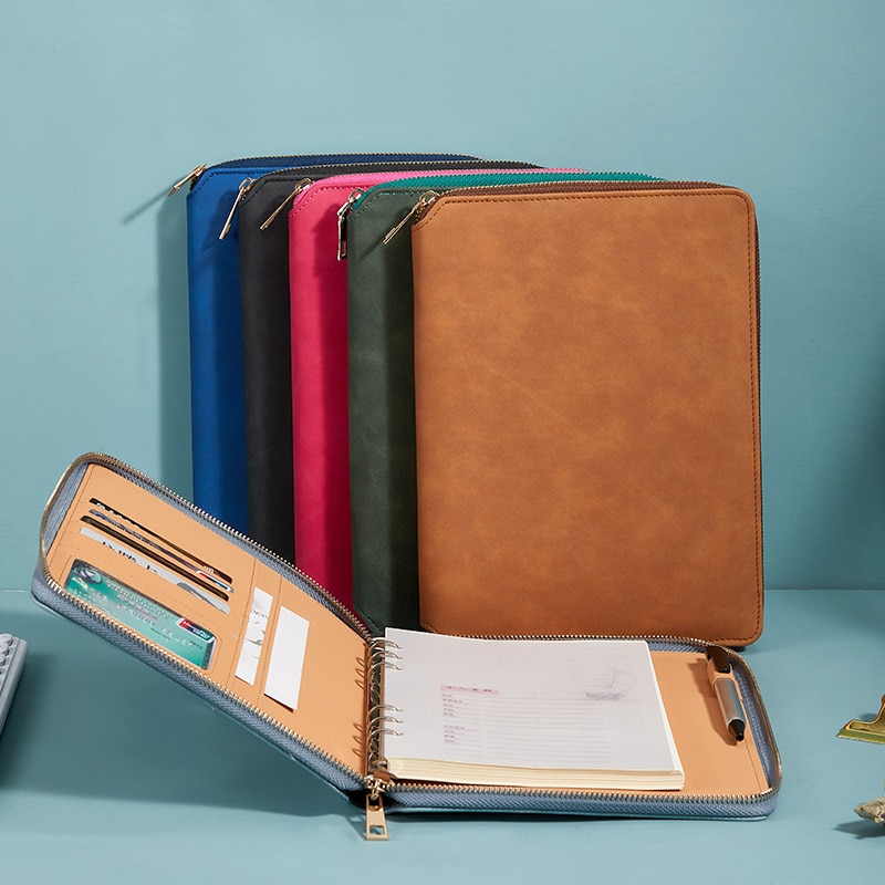 A5 A6 Loose-Leaf sổ tay nhật kí Chất Kết Dính Dây Kéo Notepad Chương Trình Nghị Trình Kế Hoạch vật dụng đựng đồ văn phòng phẩm sổ nhật ký Cuốn Sách Phác Thảo Văn Phòng