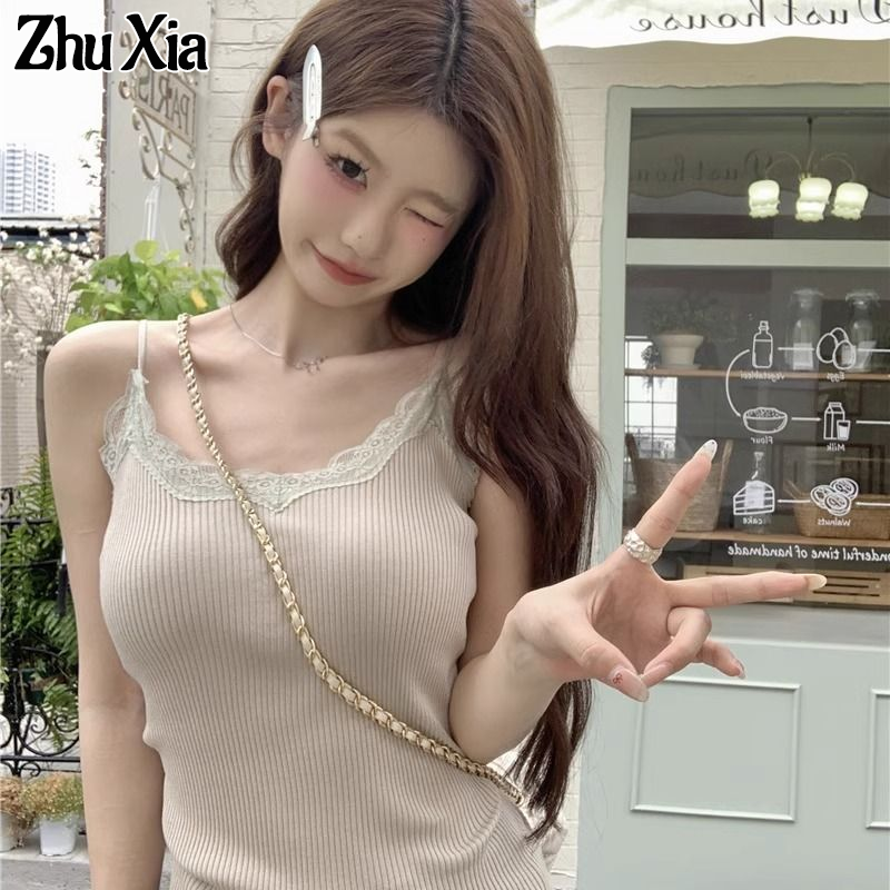 Áo yếm viền ren phong cách zhu XIA có dây xích