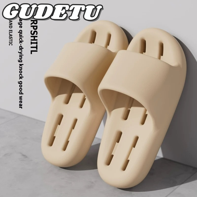 GUDETU Slippers Men's Thick Bottom for Outdoors Non-Slip Men's Soft Bottom Couples Sandals Women's Indoor Home Slippers