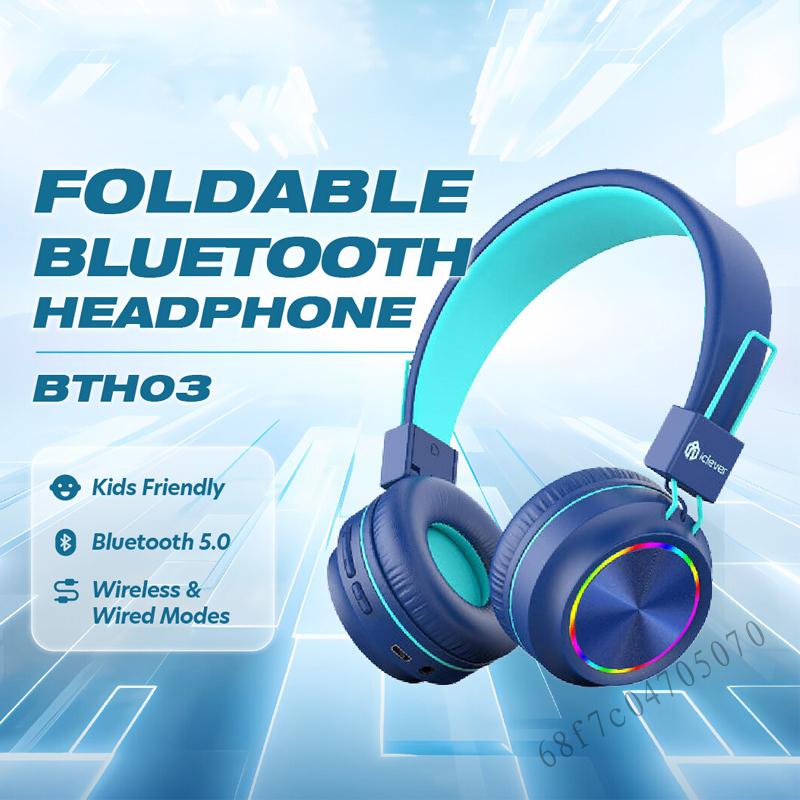 Tai nghe không dây dành cho trẻ em có đèn LED - Bluetooth 5.0 có thể gập lại cho máy tính bảng học tập