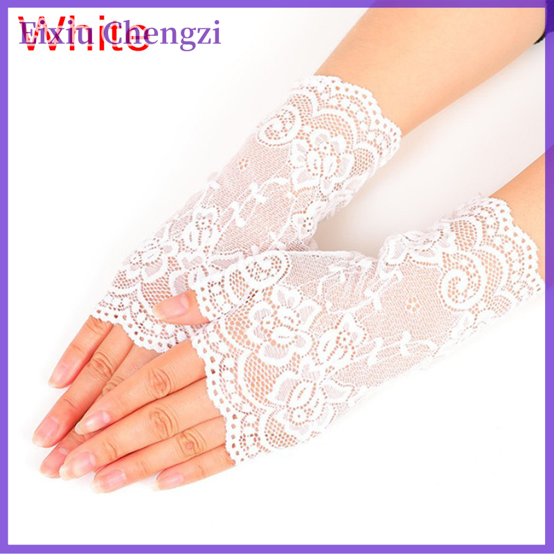 Eixiu Phụ nữ mới buổi tối cô dâu tiệc cưới Dressy ren ngón găng tay Găng tay găng tay