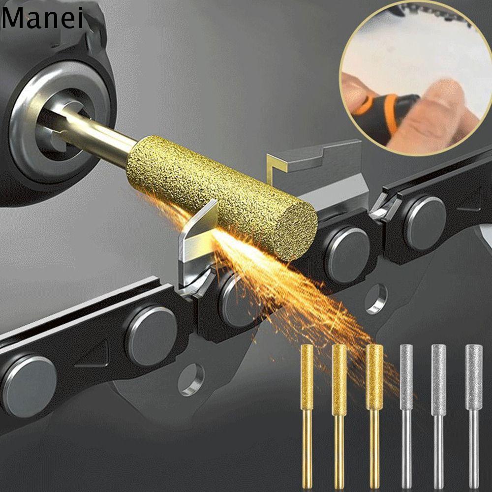 MANEI 5pcs Phủ kim cương Đá mài Cưa Xích Lưỡi dao hình trụ Đánh bóng Giũa Cưa Xích Độ cứng cao Bạc Dụng cụ mài