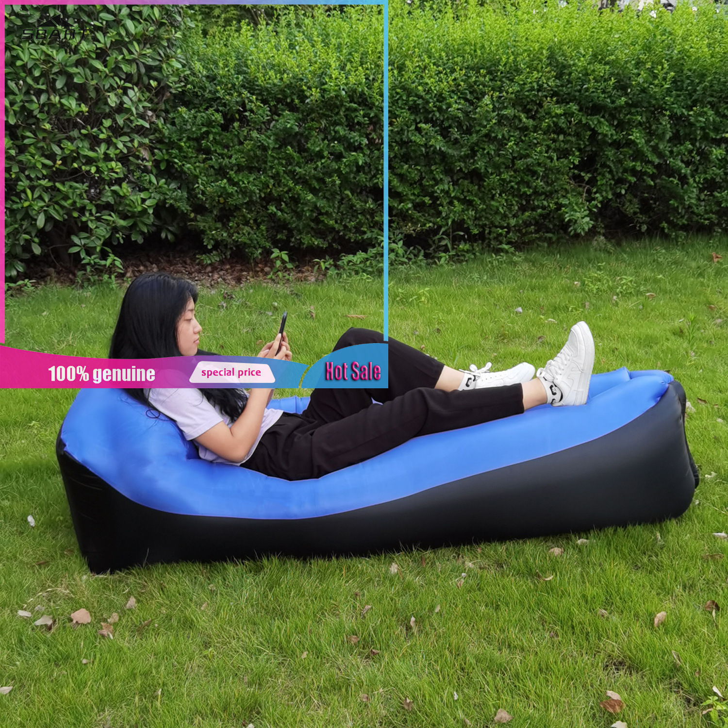 SBART Single Folding Lazy Sofa Outdoor Portable Travel Air Sofa Bed Backcountry Camping Sleeping Bag Inflatable Bed ราคา 342 บาท*ส่งฟรี