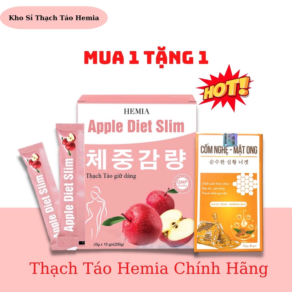 [CHÍNH HÃNG] Thạch táo giảm cân Hemia tặng kèm Cốm nghệ mật ong