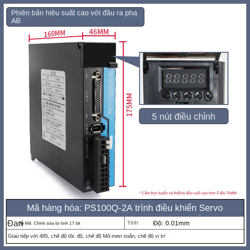 Bộ điều khiển servo PS100/Q/B, DB100/KS300, giao tiếp CanOpen/EtherCAT - PS300, dùng riêng cho động cơ servo 130ST-M10015