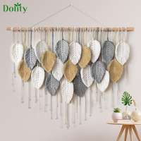 Dolity Macrame Wall Hanging Leaf Tassels Bohemian above Rope Background Leaf Tapestry Nordic Wall Art for Wedding Nursery