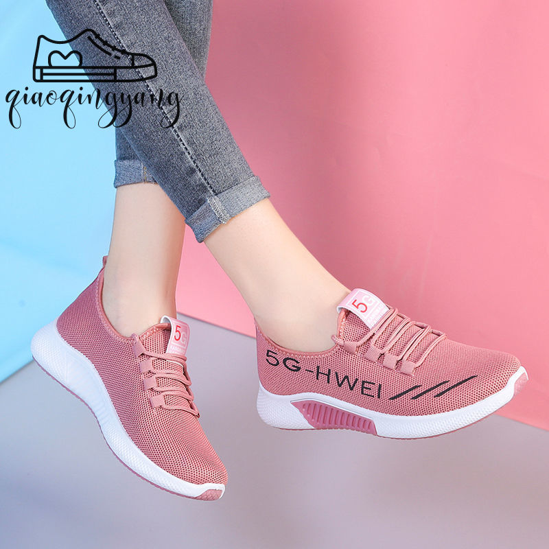  Qiaoqingyang Bắc Kinh cũ mới giày vải Giày thường ngày Hàn Quốc Giày chạy bộ Giày thể thao chất liệu dệt với họa tiết bay nữ 
