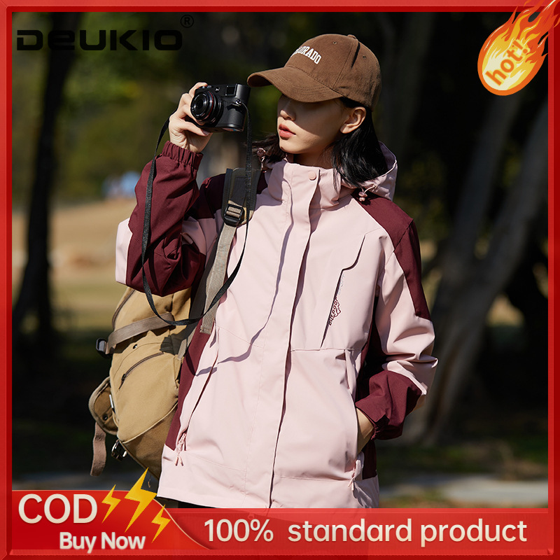 DEUKIO Men and women's 3-in-1 detachable outdoor two-piece jacket, silver fox fur lining, waterproof and windproof mountaineering coat ราคา 628 บาท*ส่งฟรี