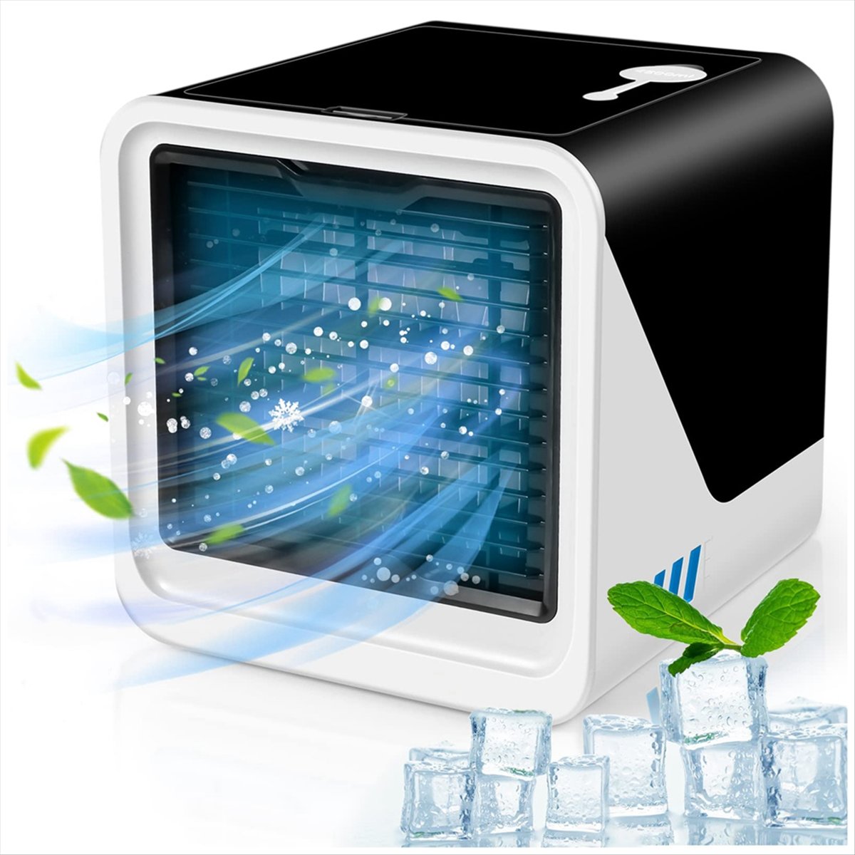 Mini Cooling Fan Air Conditioner Fan Desk Air Cooler Fan 7 Colour LED Lights for Room Office