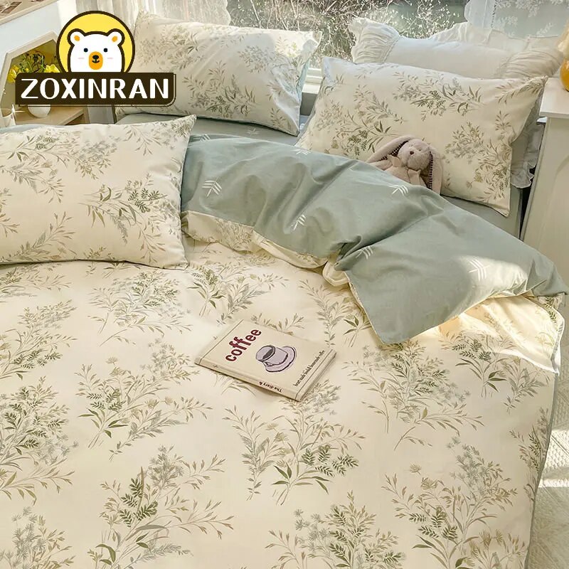 Giường Bắc Âu 150 bộ đồ giường đôi 4 mảnh... Nordic bao gồm giường Mat... Khăn trải giường bộ đồ giường ngủ vỏ chăn Bộ chăn tấm ga trải giường