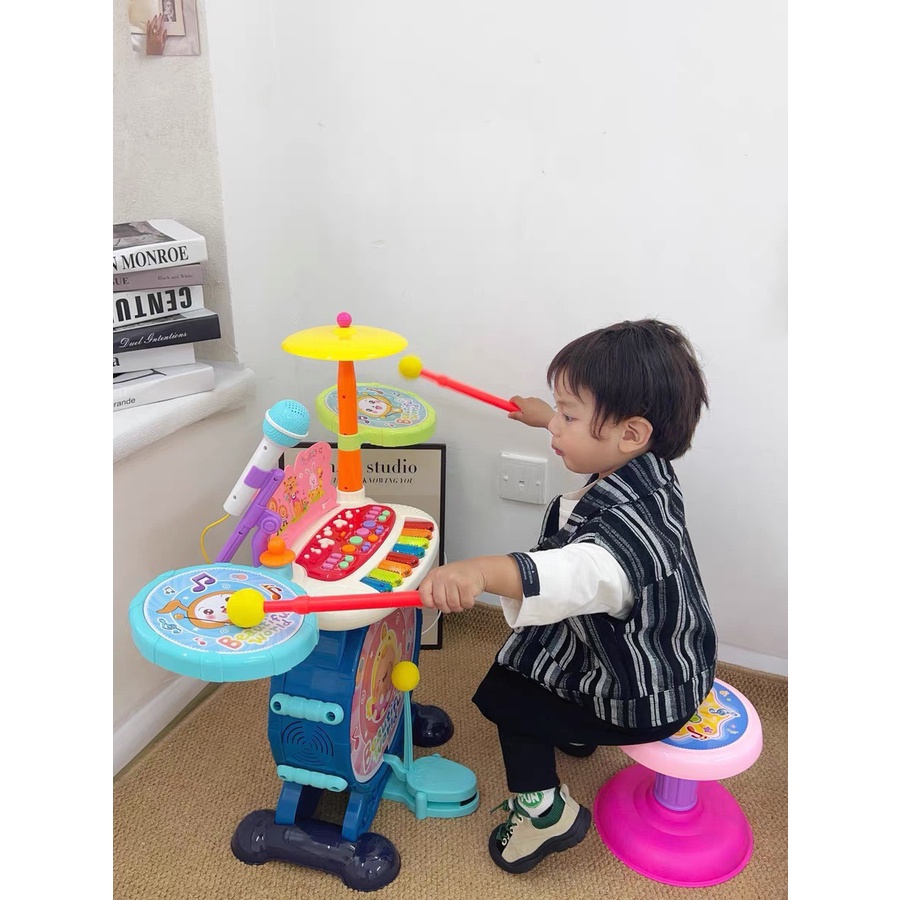 Bộ trống đồ chơi kèm đàn cho bé cỡ lớn nhiều chức năng cho bé