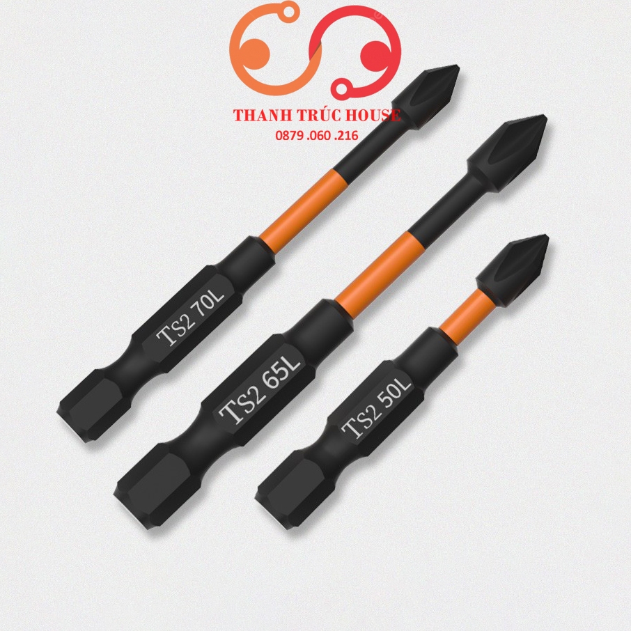 Bộ 3 mũi bắn vít từ tính chống trượt đầu BAKE PH2 thép S2 chuyên bắt vít độ đài 50 65 70mm chuôi lục giác Shop X13