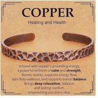 MARINI Waterproof Copper Bracelet Pure Copper Adjustable Cuff Bracelet Stylish Chunky Design Wrist Cuff Daily Wear