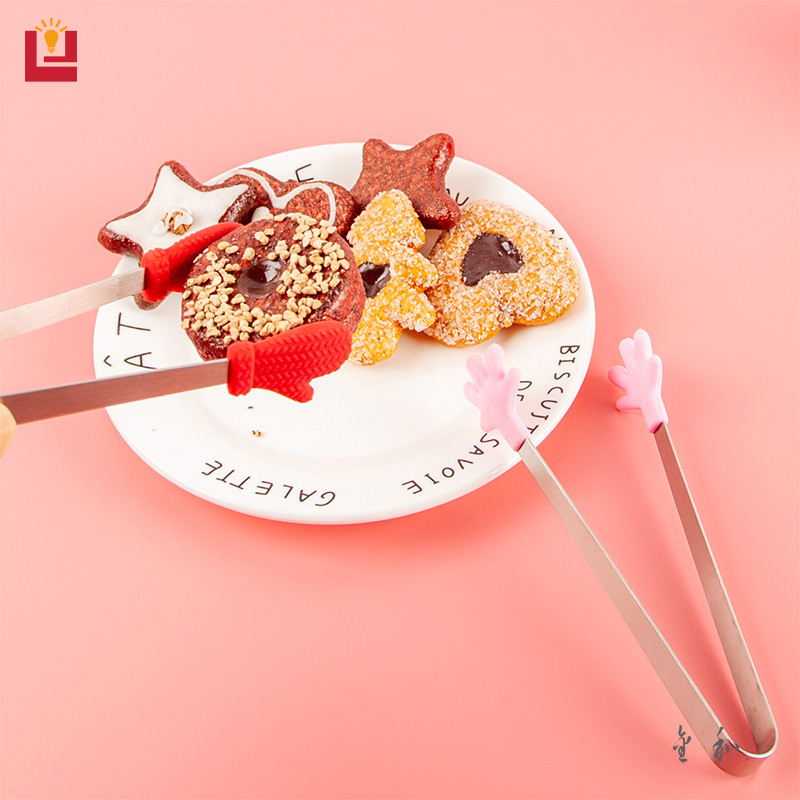 Creative silicone food clip, ice clip, casual stainless steel mini food clip, snacks, desserts, sugar cube clip ราคา 31 บาท*ส่งฟรี