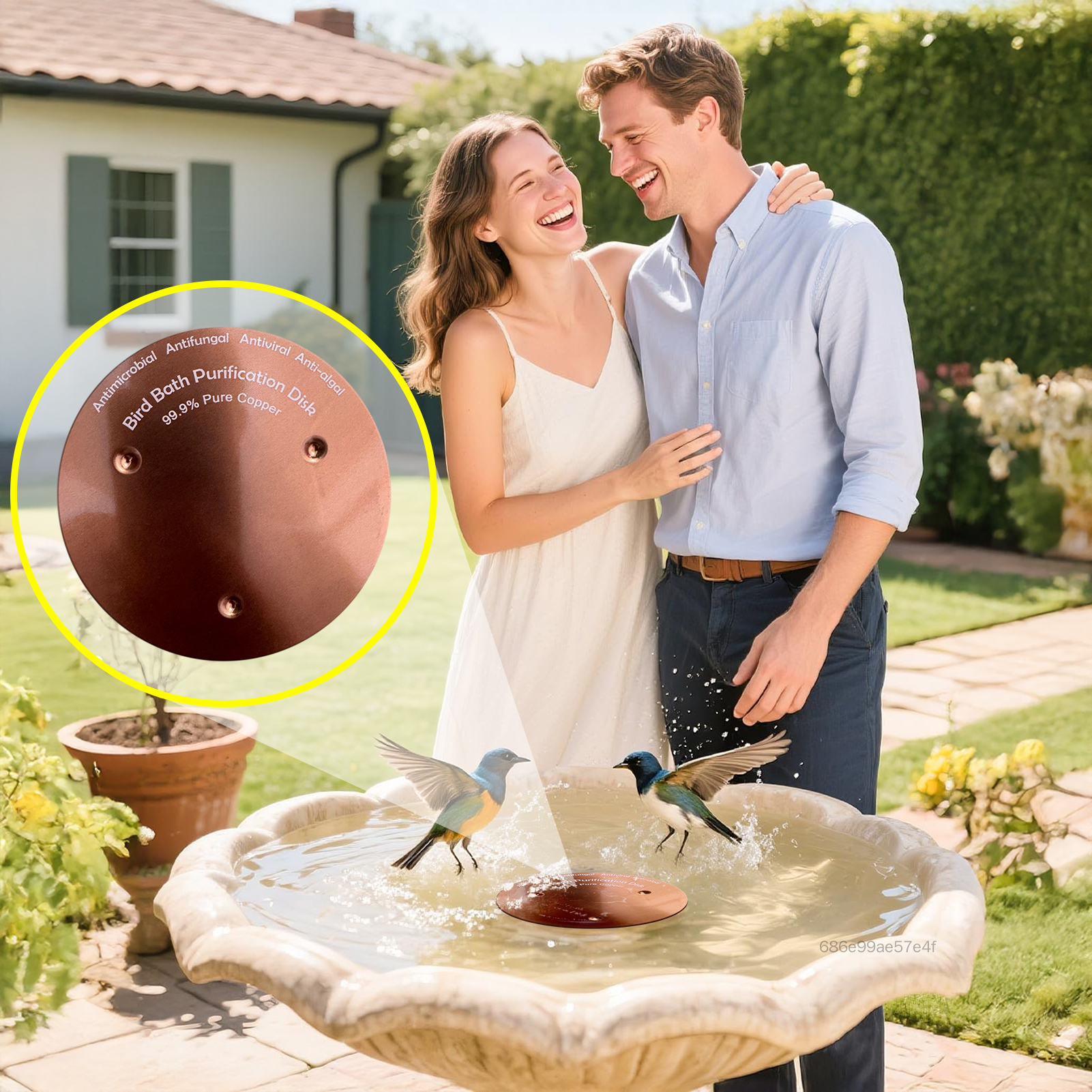 Tắm chim kim loại Bird Disk Birdbaths Cleaner với hỗ trợ ba điểm để làm sạch nước tất cả các mùa SGHS-VN - 4
