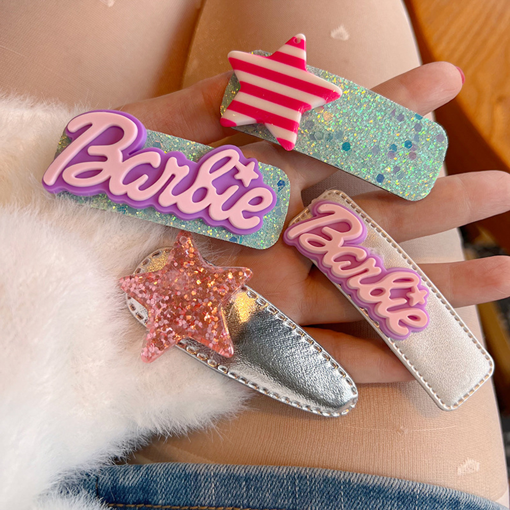 Sanhe Kẹp Tóc Kim Sa Barbie cho bé gái Kẹp tóc ngôi sao năm cánh Kẹp tóc mái bên
