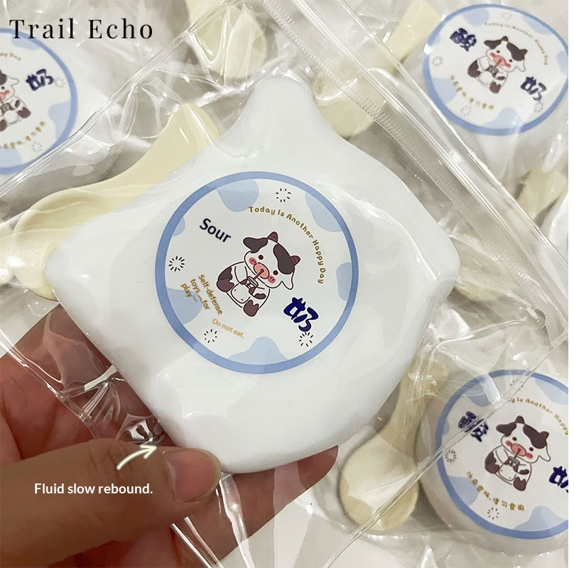 Trail Echo Stress Relief Yogurt Squishy Ball with Slow Rebound, Cute Cow Design for Relaxation and Fun ราคา 47 บาท*ส่งฟรี