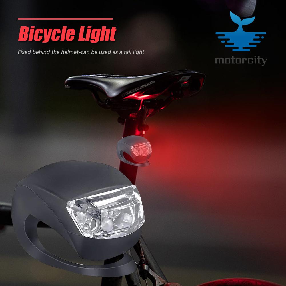 LED Silicone Bicycle Front Rear Light Set Bike Headlight Tail Warning Lamp