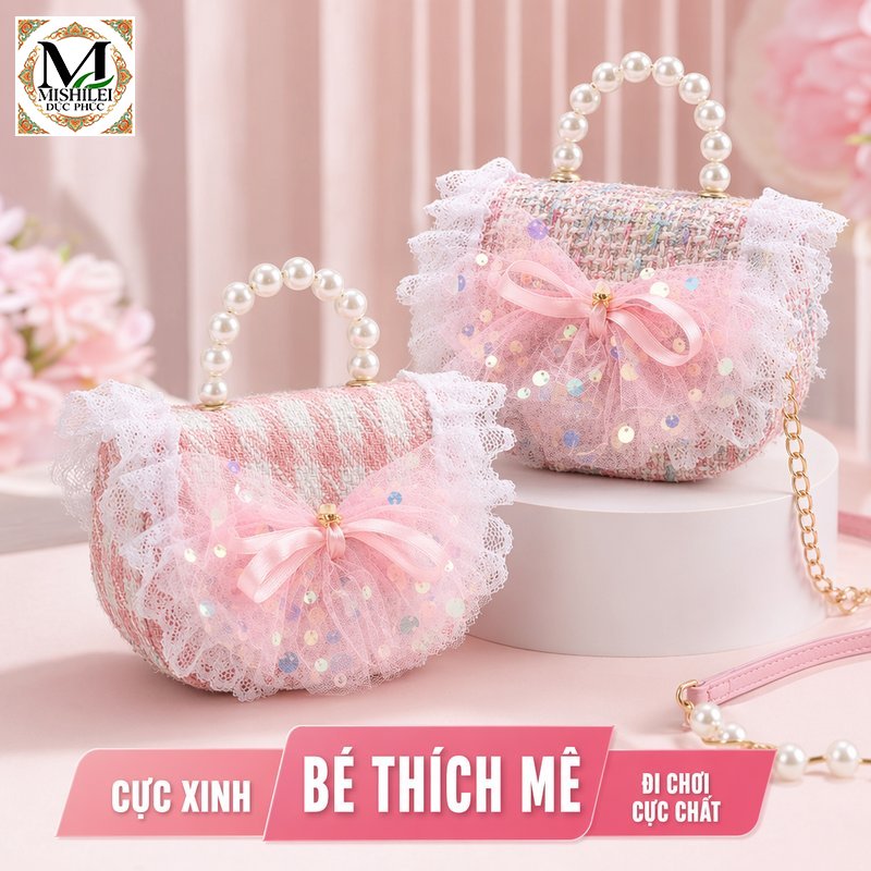 Mishilei túi đeo chéo túi xách trẻ em chất liệu vải cao cấp mềm mại hình nhân vật dễ yêu đi chơi dự tiệc gia đình giữ tiền lì xì