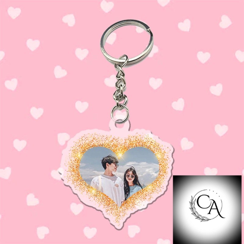 móc khoá hình tim in hình theo yêu cầu quà tặng valentine móc khoá cặp đôi kỷ niệm móc khoá mica. in